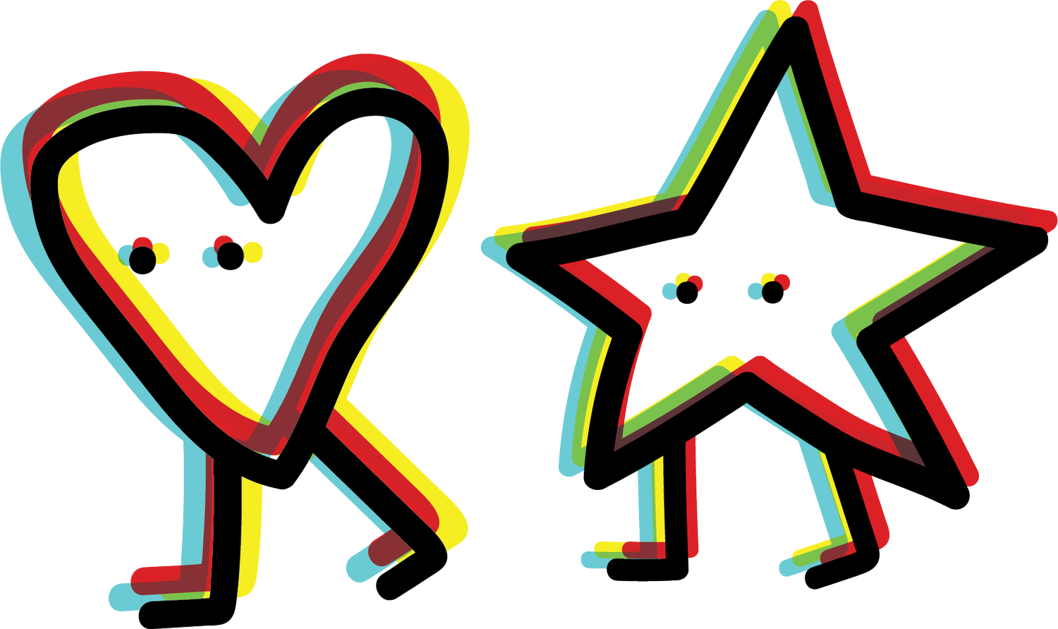 AtariPunk’s colourful heart and star characters